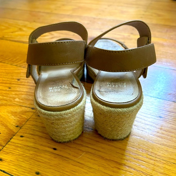 eileen fisher | winnie espadrille wedge sandal - chestnut leather - Picture 6 of 8